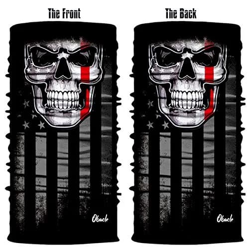 Obacle Skull Face Mask - Flag One Red Line Flag Skull Design, Seamless 3D Tube Bandana for Dust, Wind & UV Protection thumbnail 3