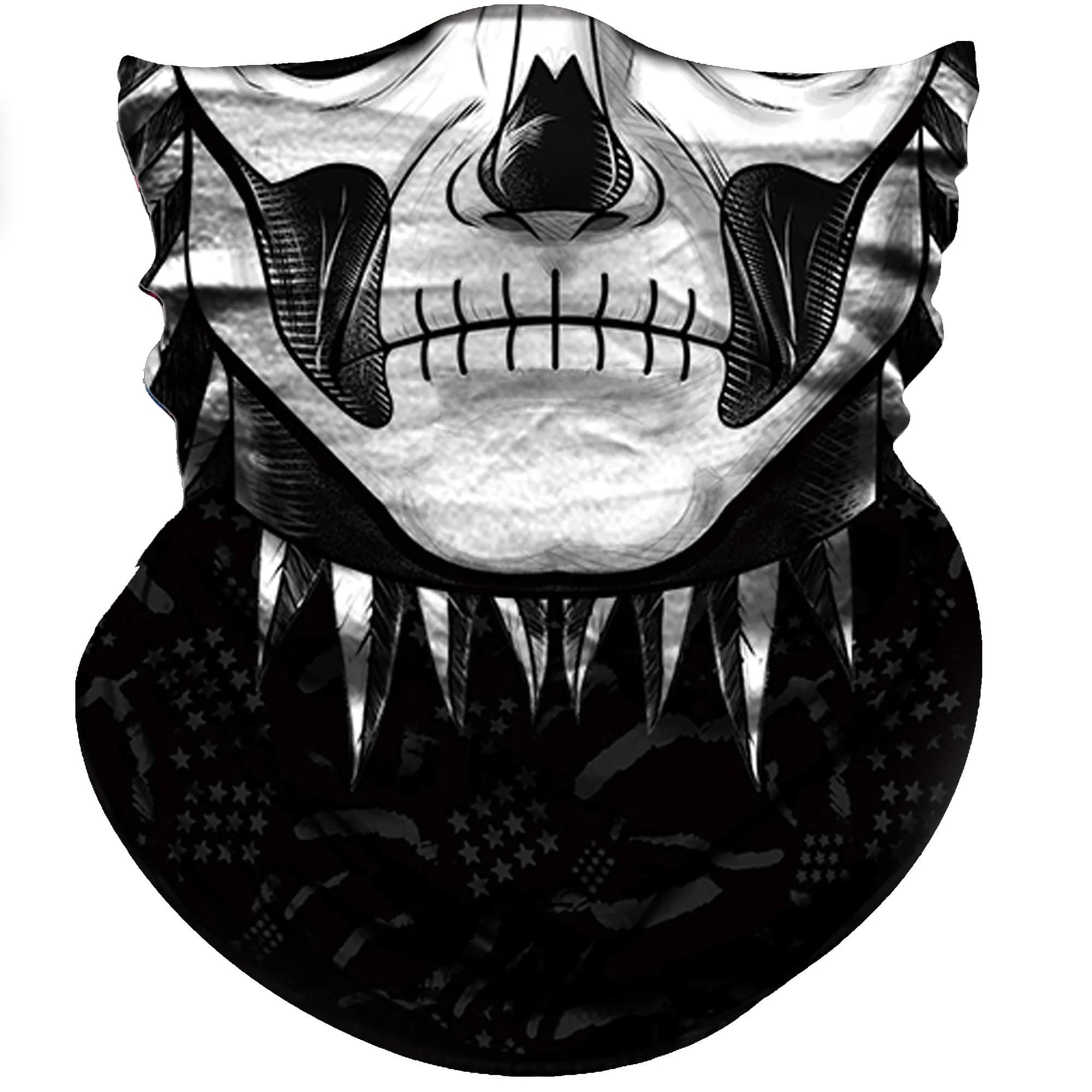 Obacle Motorcycle Face Mask Sun UV Dust Wind Protection Tube Mask Seamless Bandana Face Mask for Men Women Bike Riding Cycling Biker Fishing Outdoor Festival — Sewing Lip Skull