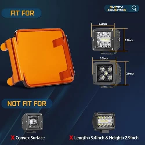 SWATOW INDUSTRIES 3 Inch Amber LED Pod Light Covers (2-Pack) | Street Legal Protection thumbnail 3