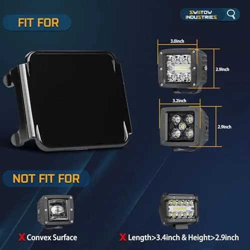 SWATOW INDUSTRIES Black 3 Inch Pod Light Covers (2-Pack) | Street Legal Protective Polycarbonate Lens Covers thumbnail 3