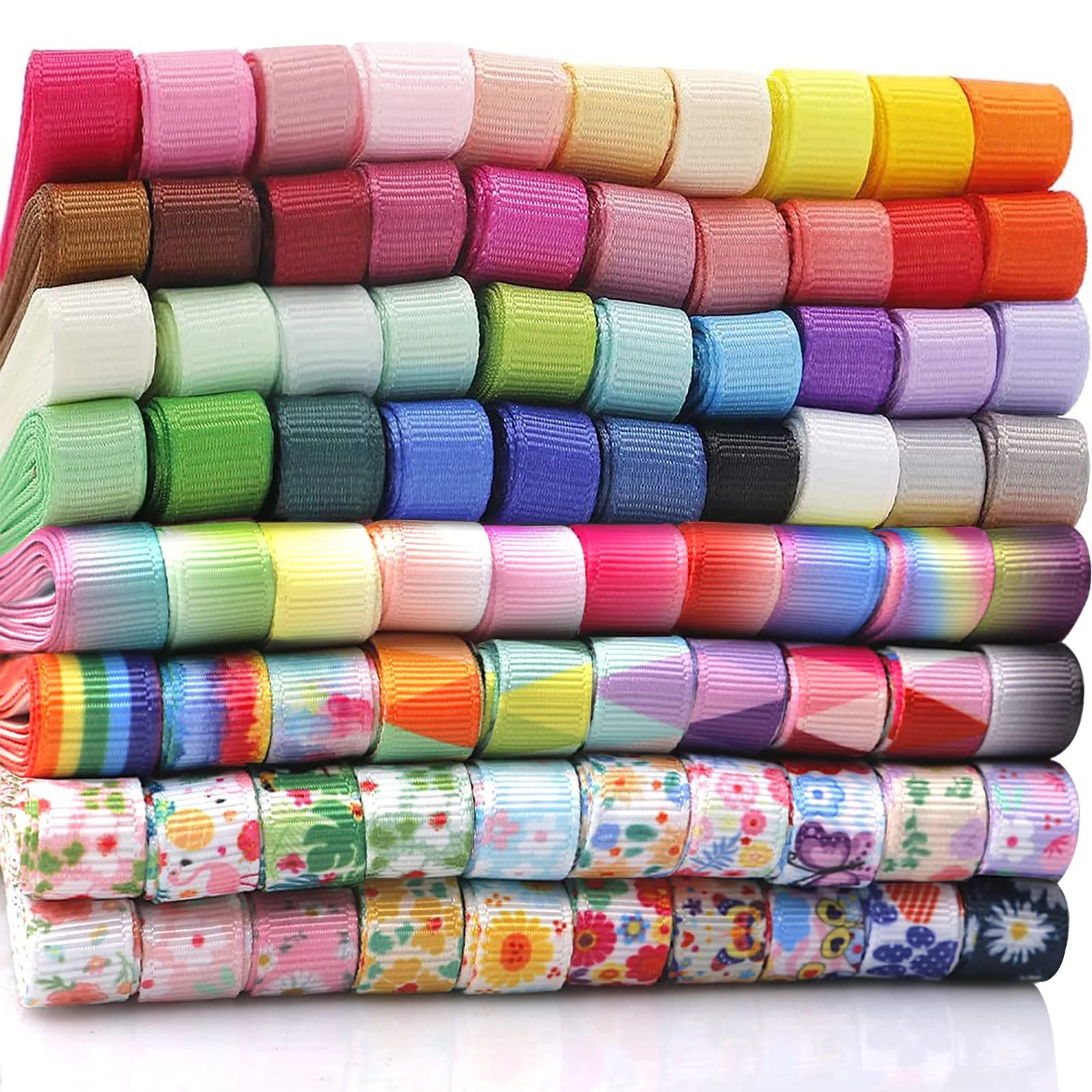QingHan 3/8" Grosgrain Ribbon 160yd (480ft) | 80 Vibrant Colors for Crafts & Gift Wrapping