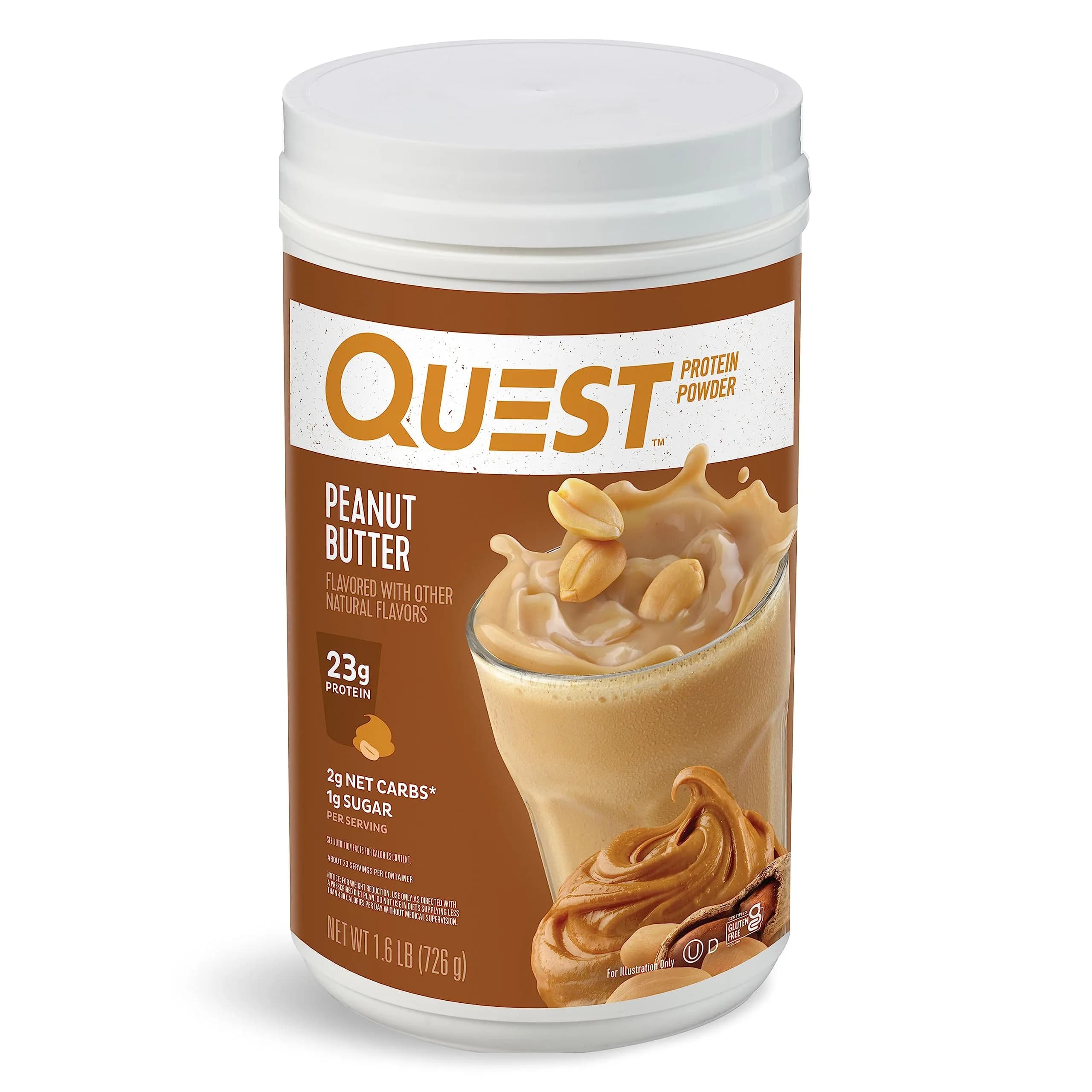 Quest Cinnamon Crunch Protein Powder 1.6 Pound | 20g Protein, Low Carb, Gluten Free — 1.6 Pound / Peanut Butter