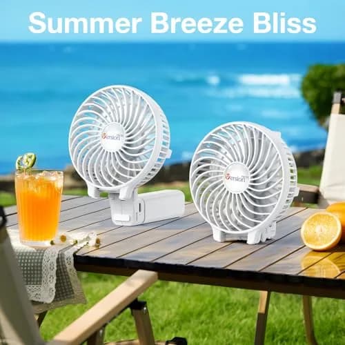 VersionTECH. Portable Handheld Fan White | 3600 RPM USB Rechargeable Mini Table Fan with 4000mAh Battery thumbnail 7