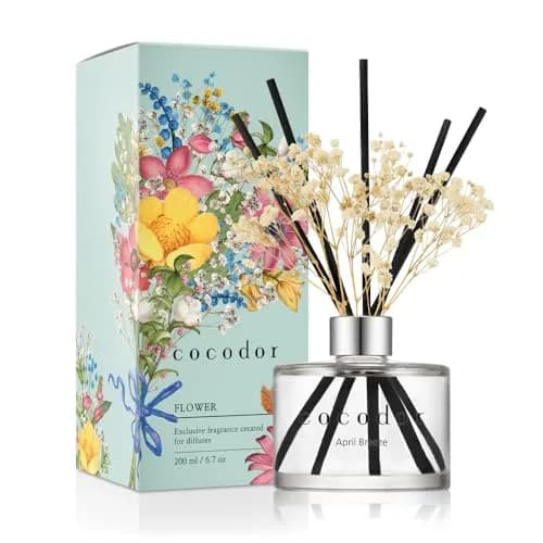 Cocod'or Reed Diffuser Set with Preserved Baby's Breath & April Breeze Scent 200ml (6.7oz) | Long-Lasting Home Fragrance thumbnail 1