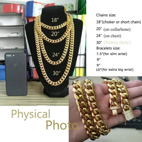 Jxlepe Mens Cuban Link Bracelet 15mm Gold Plated Stainless Steel | 10 Inch Length thumbnail 5