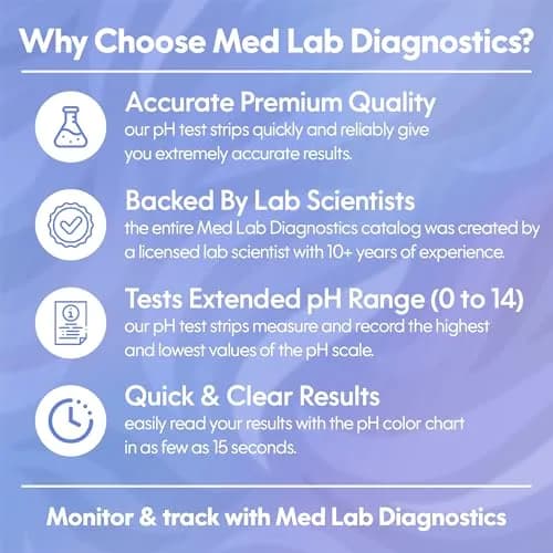 Med Lab Diagnostics Universal pH Test Strips 200 Count | Accurate pH 0-14 for Water, Urine, Saliva thumbnail 5