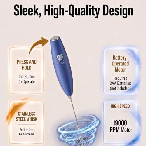 Bean Envy Milk Frother Handheld - Blue | 19,000 RPM Electric Foam Maker for Coffee & Hot Chocolate thumbnail 5