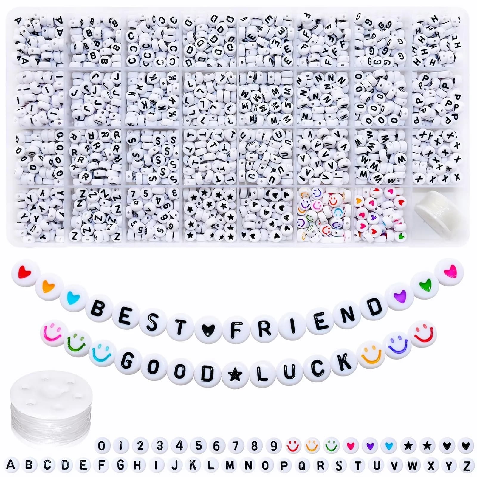 Looconi 1600pcs Acrylic Alphabet Letter Beads | Balanced Quantity for Jewelry Making