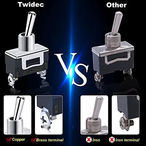Twidec Heavy Duty Toggle Switch 16A 250V AC | Waterproof Metal Cap (33x20x57mm) thumbnail 7