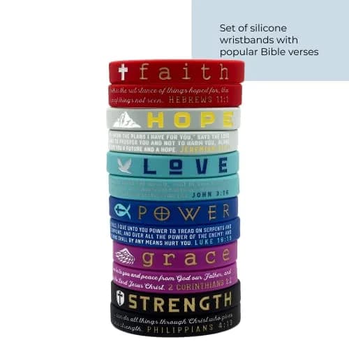 Inkstone Christian Inspirational Bible Silicone Rubber Wristbands 12 Pack | Motivational Faith Bracelets for Men & Women thumbnail 2
