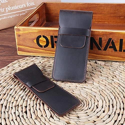 Daimay Handmade Crazy Horse Leather Pen Case Holder | 16cm x 7cm (6.3 x 2.2 inch) thumbnail 4