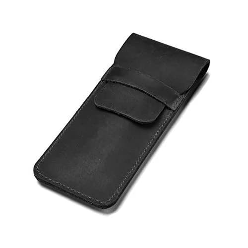 Daimay Black Leather Pen Holder Pouch | Handmade Crazy Horse Leather Pen Sleeve thumbnail 1