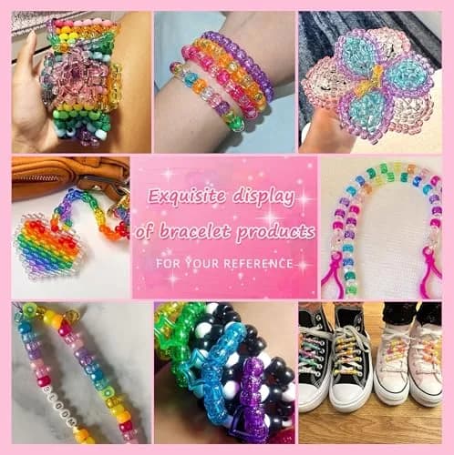 Looconi Glitter Pony Beads 6x9mm 500pcs | Transparent Acrylic for Jewelry & Hair thumbnail 6
