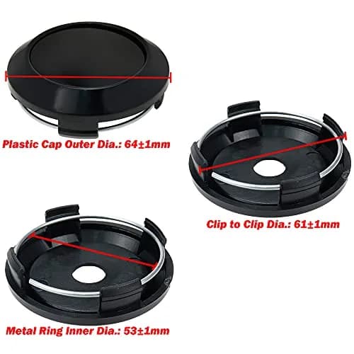 AUTUT Black Wheel Center Caps 64mm (2.51") Outer Diameter | Protects Hubs & Bolts thumbnail 2