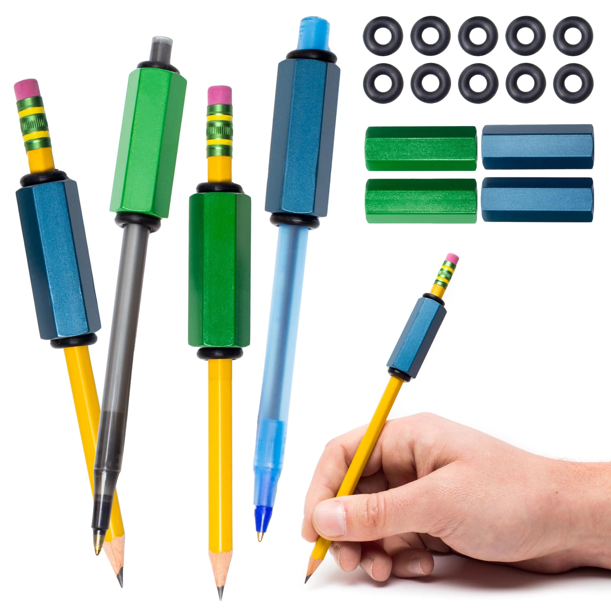 SenseAid Weighted Pencil Grips for Kids Handwriting, Adults, Special Needs | Pack of 4 (43g each)