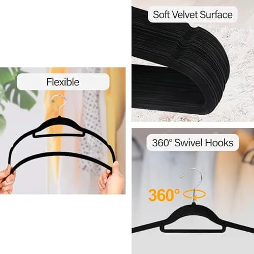 ZENY Velvet Hangers 100 Pack for Suits, Coats, Dresses | Space Saving & Non Slip thumbnail 4