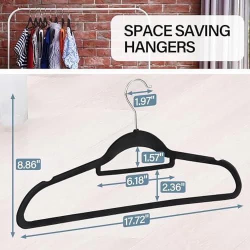 ZENY Velvet Hangers 100 Pack for Suits, Coats, Dresses | Space Saving & Non Slip thumbnail 3