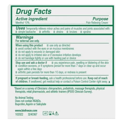 Biofreeze Pain Relief Cream 25ml (0.811 Fl Oz) | Cooling Menthol for Muscle & Joint Pain thumbnail 3