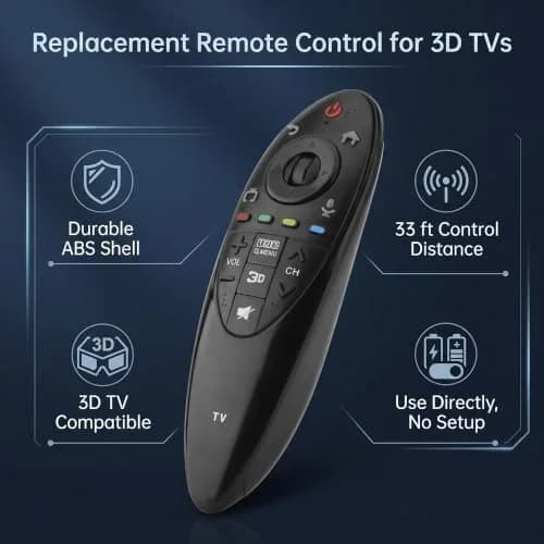 Zerone Replacement Remote Control for 3D Smart TV | 10m Range, No Voice Functions thumbnail 3