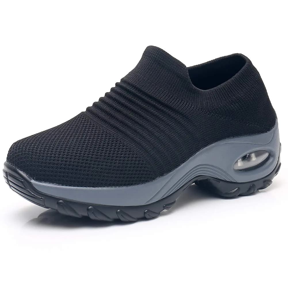 Slow Man Women's Walking Shoes Sock Sneakers Mesh Slip On Air Cushion 8 | Breathable, Lightweight & Comfortable — Black1 / 10