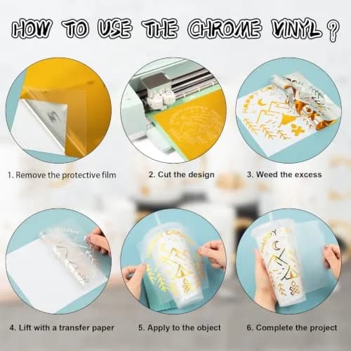 VINYL FROG Gold Chrome Vinyl - 12"x60" (0.3m x 1.52m) | Permanent Mirror Finish Craft Vinyl for Cutters thumbnail 4