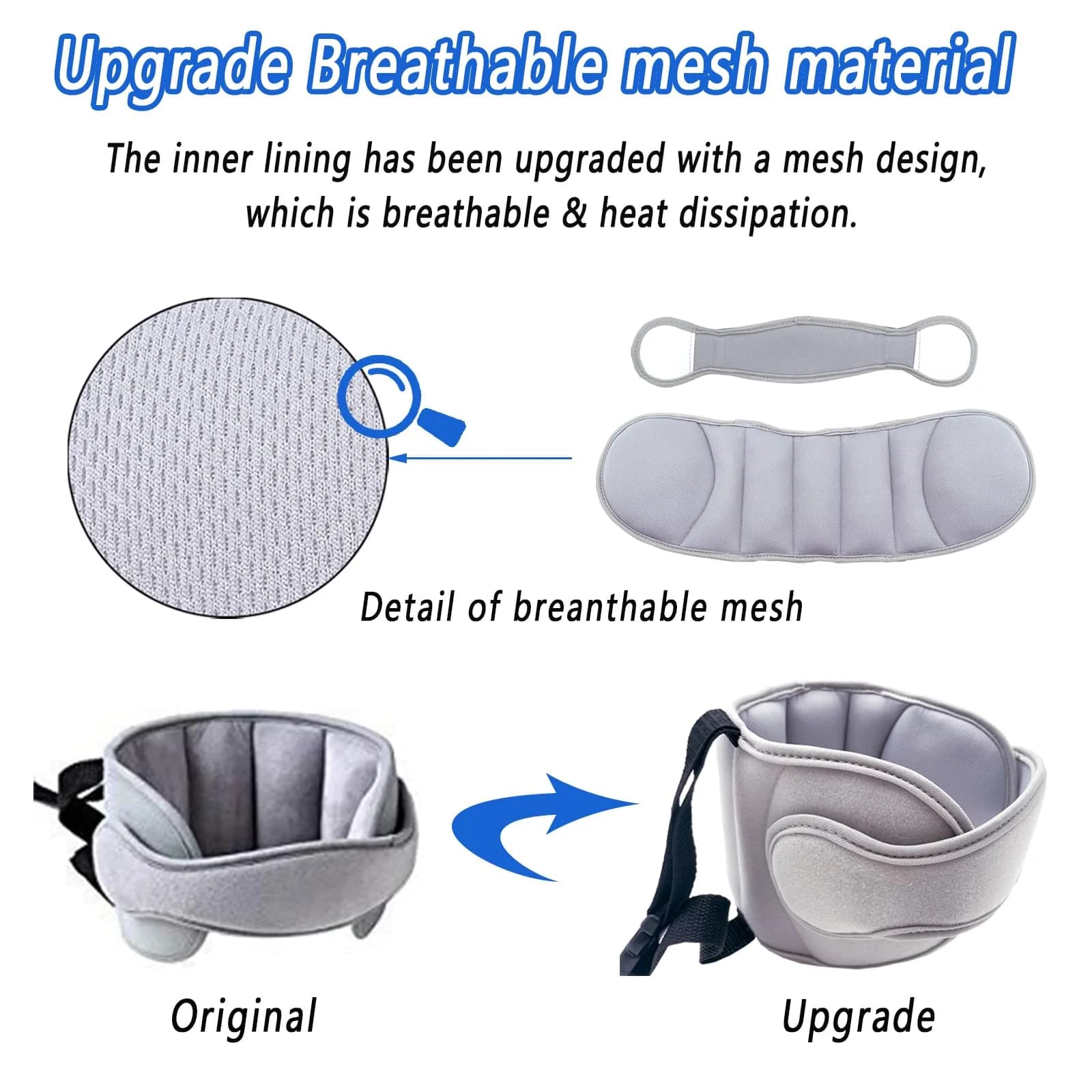 LETTON Adjustable Child Head Support Pillow for Car Seats, Toddler & Infant Headrest | 21 x 17 inches (Grey) - main product image