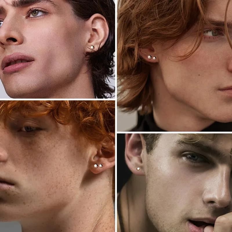 TGNEL Hexagon Stud Earrings for Sensitive Ears | 3.7mm Titanium Hypoallergenic Cartilage Helix Piercing thumbnail 2