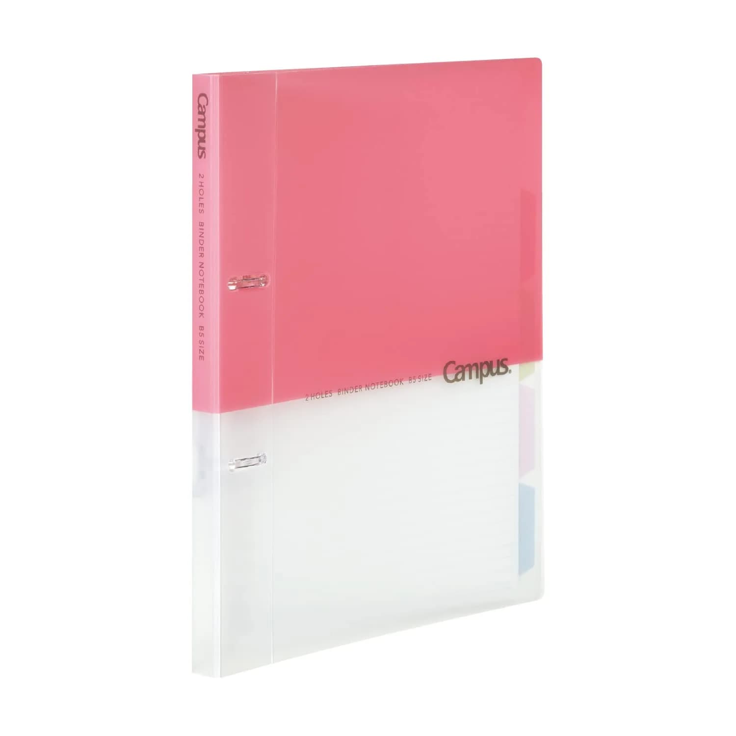 Kokuyo Campus 2-Ring Loose Leaf Binder B5 Pink | Stores 100 Sheets with Dividers — Pink