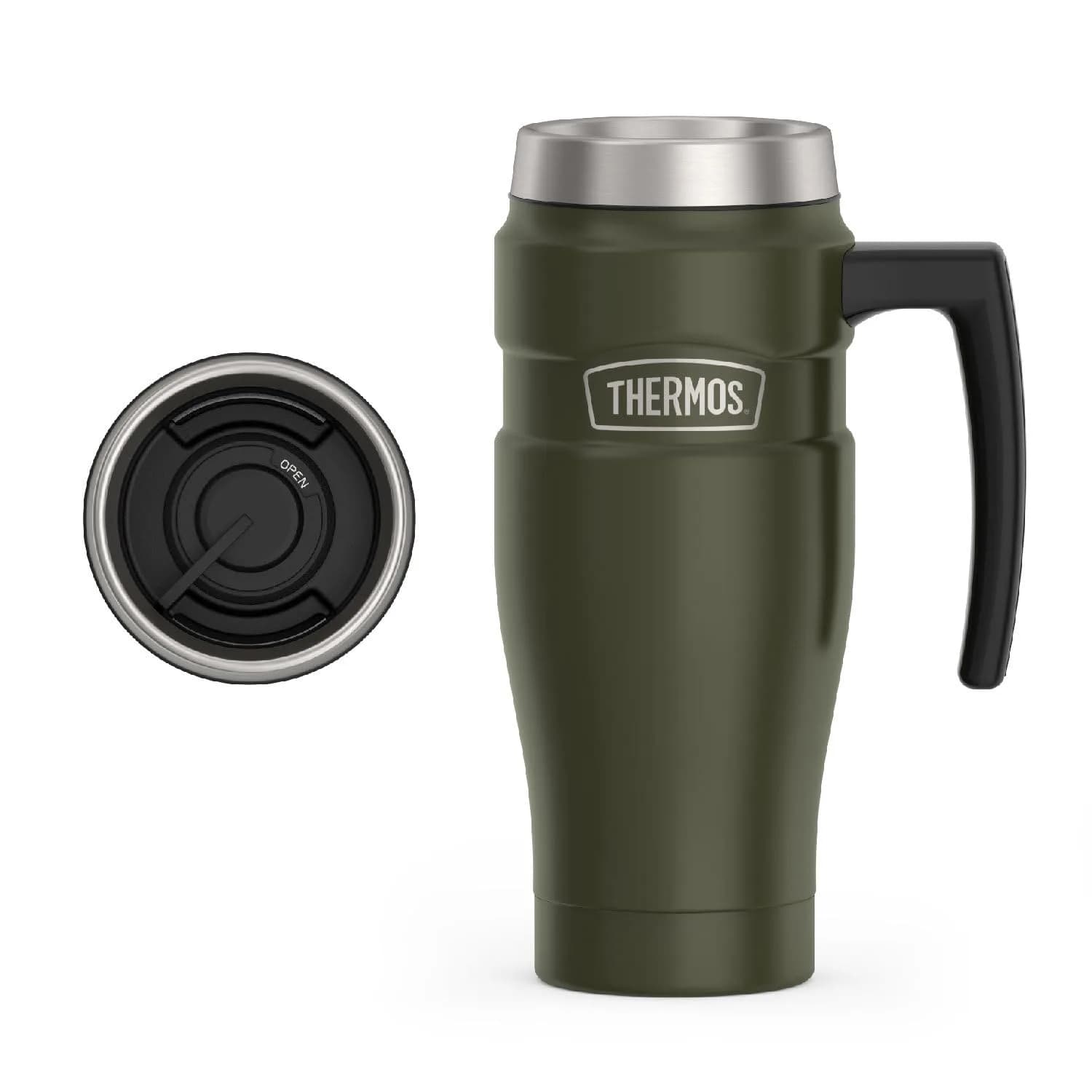 THERMOS Stainless King Travel Mug with Handle 16oz (473ml) | Leak-Proof, Dishwasher Safe