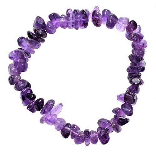Zenergy Gems CHARGED Premium 7" Natural Dark Amethyst Crystal Chip Bracelet Stretchy + Selenite Heart Charging Crystal thumbnail 1