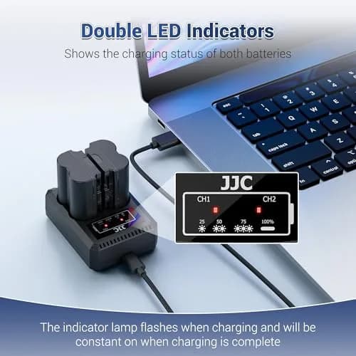 JJC NP-FW50 USB Battery Charger for Sony A6000 A6100 A6300 A6400 A7 A7II | Dual USB Charging, Overheat & Overcharge Protection thumbnail 7