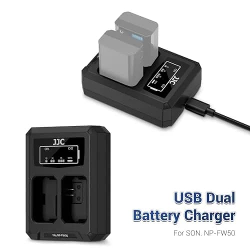 JJC NP-FW50 USB Battery Charger for Sony A6000 A6100 A6300 A6400 A7 A7II | Dual USB Charging, Overheat & Overcharge Protection thumbnail 2