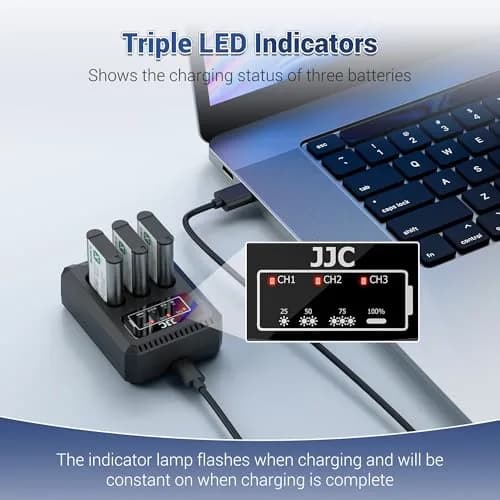 JJC Triple Slot USB Battery Charger for Sony NP-BX1 Batteries | Charges 3 Batteries Simultaneously thumbnail 6