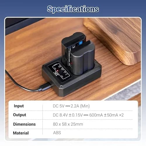 JJC LP-E17 Dual USB Battery Charger for Canon EOS R100 R50 R10 Rebel T8i T7i T6i | Charges 2 Batteries Simultaneously thumbnail 8