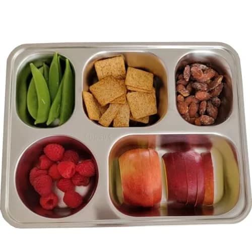 AIYoo 2 Stainless Steel Divided Plates Tray 11.2 inch | Unbreakable Portion Control Plate for Adults thumbnail 7