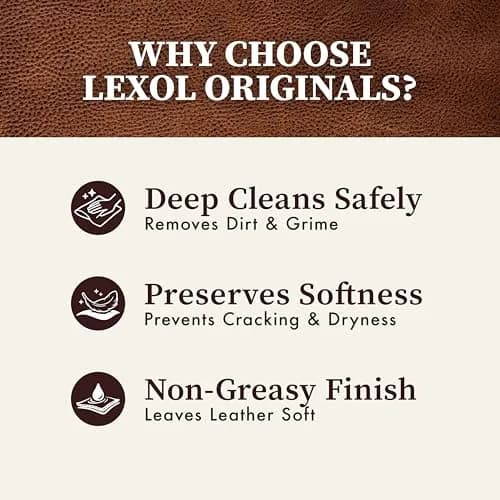 Lexol Leather Cleaner and Conditioner Kit for Furniture, Car Interiors, Shoes & Handbags | 2 x 8 oz Bottles thumbnail 2