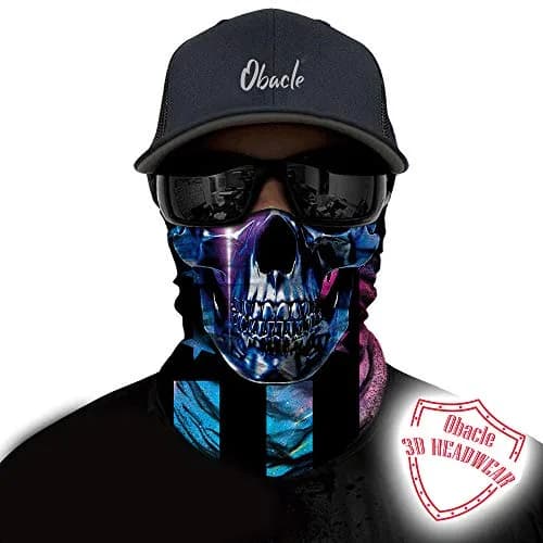 Obacle Blue Face Skull Flag 3D Seamless Tube Face Mask for Dust, Wind & UV Protection thumbnail 2