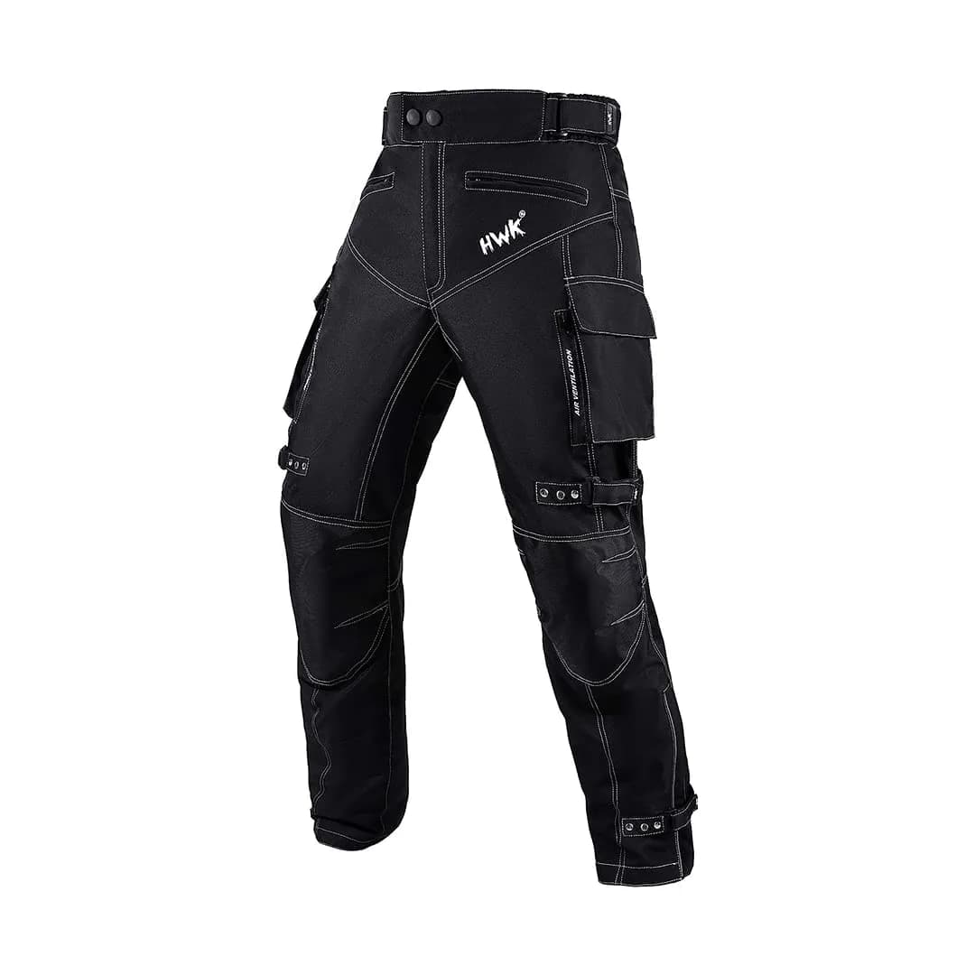 HWK Motorsports Apparel Water Resistant Motorcycle Pants with CE Armor | 42W x 30L (106.7cm x 76.2cm) — 42W x 30L