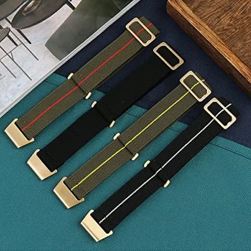 NIBD Watch Band 20mm Green with Red | Elastic Nylon Military Style thumbnail 5