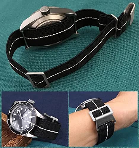 NIBD Watch Band 20mm Green with Red | Elastic Nylon Military Style thumbnail 7