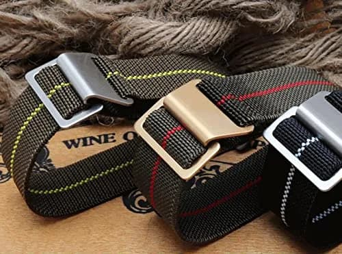 NIBD Watch Band Green with Red | Military Elastic Nylon Strap 22mm thumbnail 8