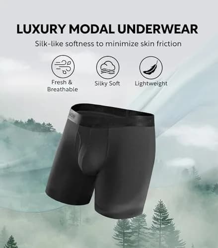DAVID ARCHY Mens Modal Boxer Briefs Second Skin Trunks Underwear 3/4/7 Pack | Silky, Breathable Support for Daily Comfort thumbnail 3
