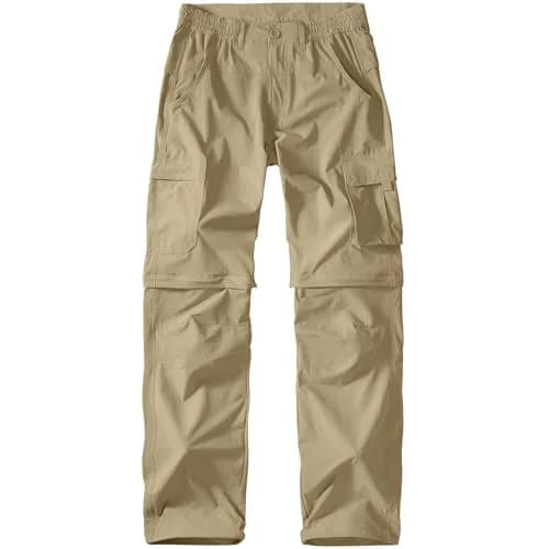 linlon Men's Quick Dry Convertible Hiking Cargo Pants with Belt, Khaki, 32 (81.3 cm) | UPF 50+ Sun Protection thumbnail 2
