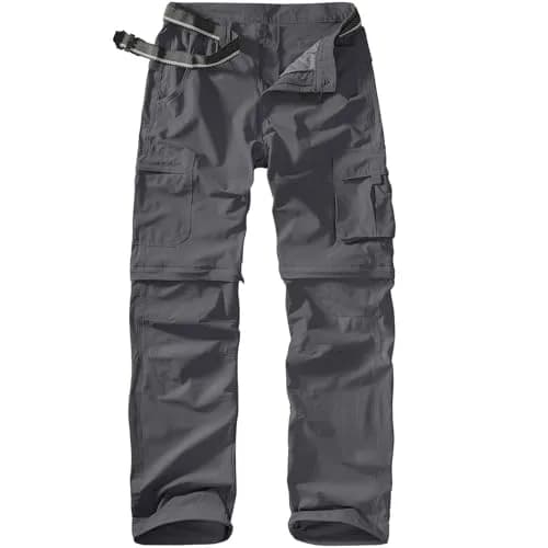 linlon Men's Quick Dry Convertible Hiking Pants with UPF 50+ Sun Protection, Grey, 30 (76 cm) | Lightweight & Breathable Cargo Trousers thumbnail 1