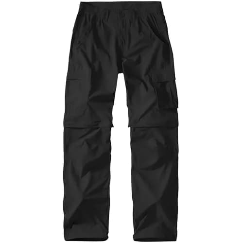 linlon Men's Convertible Hiking Pants Black 42 (106.7cm) | Quick Dry Lightweight Cargo Trousers thumbnail 2