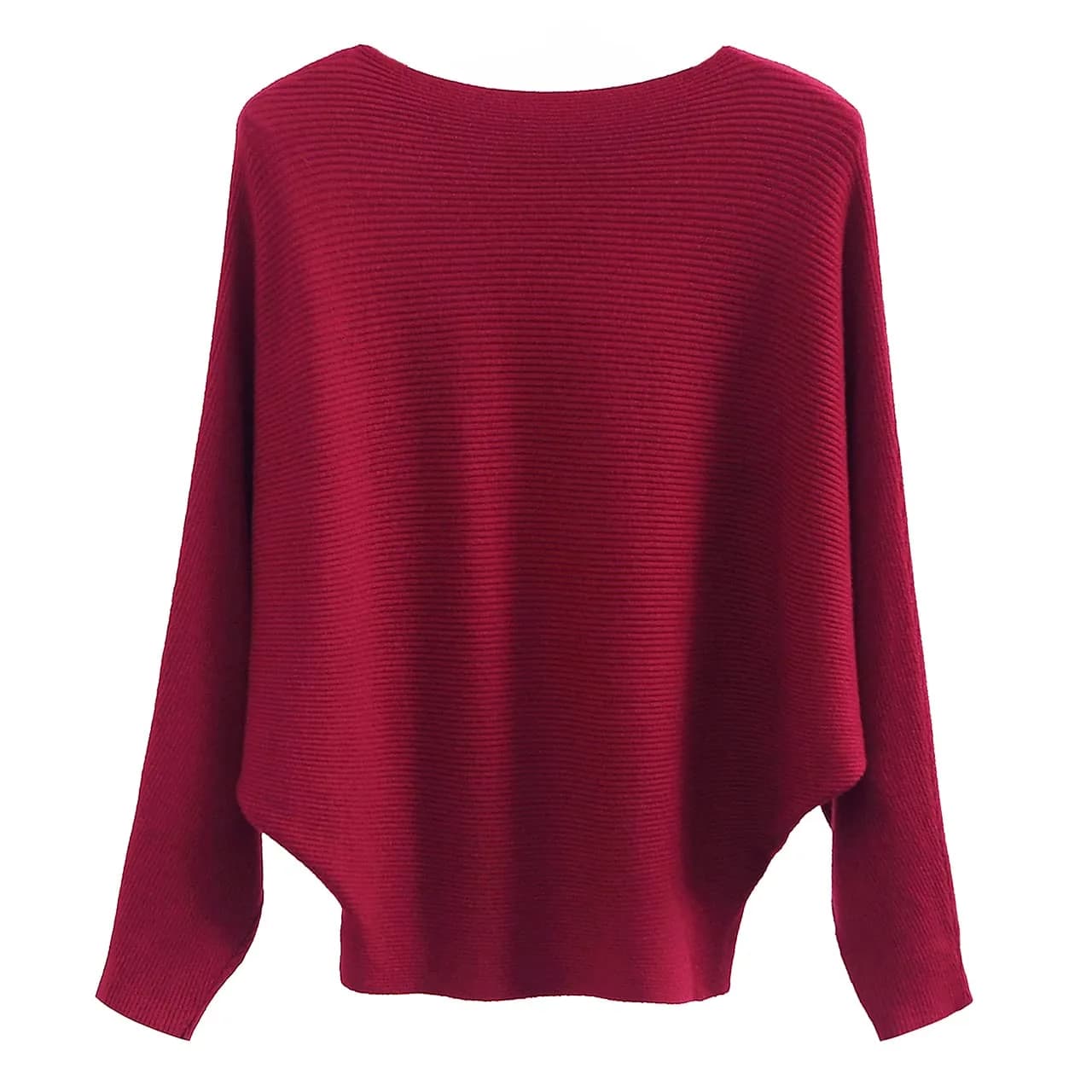 GABERLY Boat Neck Batwing Sleeves Dolman Sweater for Women | Soft, Oversized, Burgundy