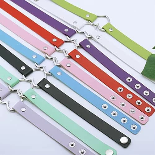 ETHOON Dual Color Love Heart PU Leather Choker Necklace 15.7cm (0.67in) | Adjustable Punk Collar Chain thumbnail 3