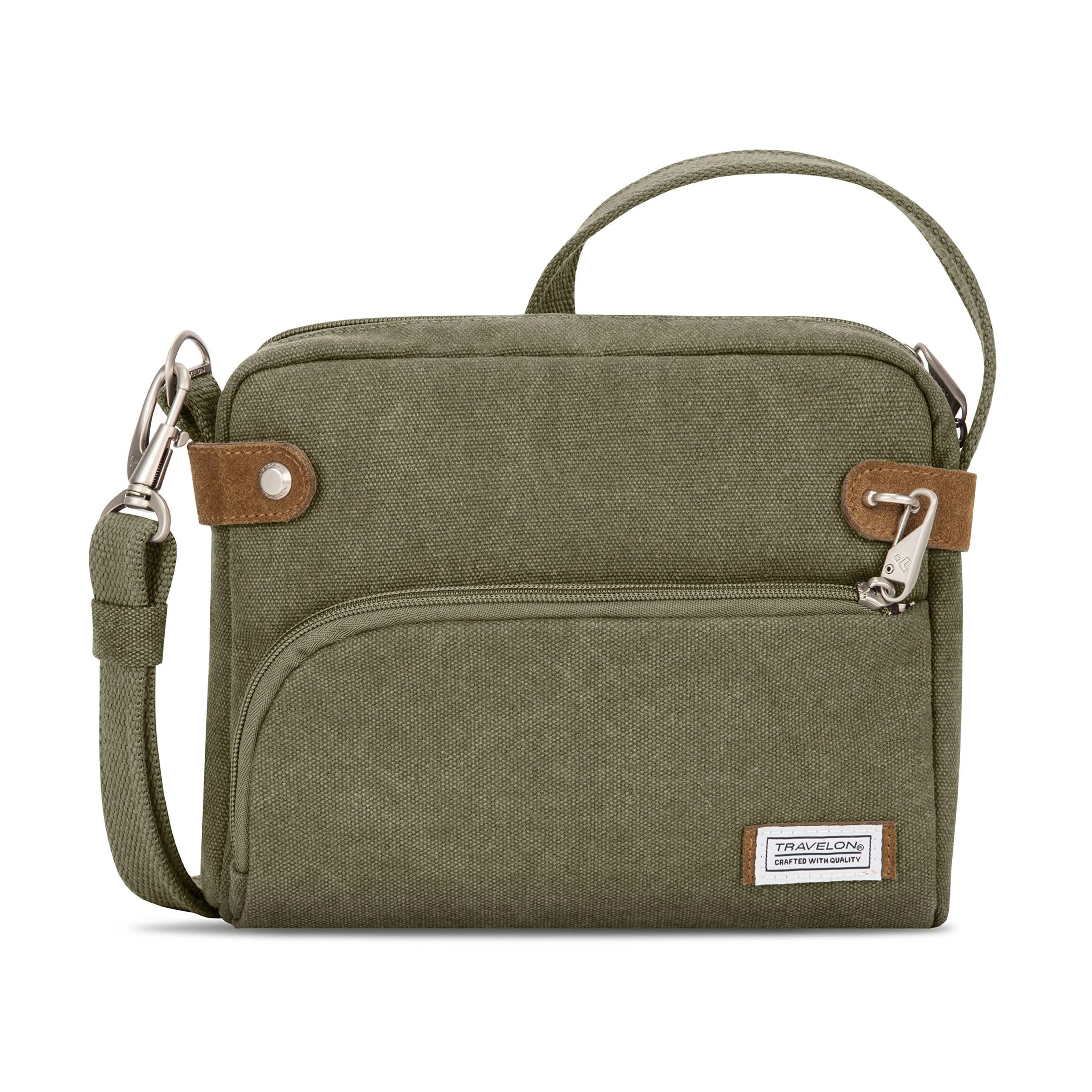 Travelon Anti-Theft Heritage Crossbody Bag Sage 24cm (9.5"W x 8"H x 2.5"D) | Secure Travel Companion