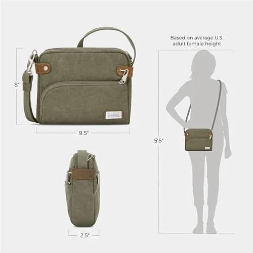 Travelon Anti-Theft Heritage Crossbody Bag Sage 24cm (9.5"W x 8"H x 2.5"D) | Secure Travel Companion thumbnail 5