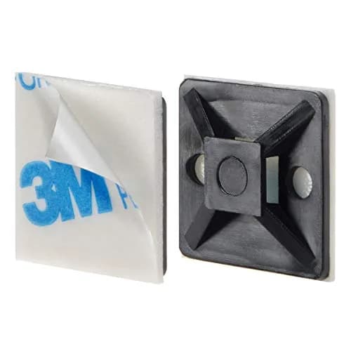 XHF Black Self-Adhesive Cable Tie Mounts 100 PCS (19.5mm Base) | Organize Wires with Strong Adhesive thumbnail 2